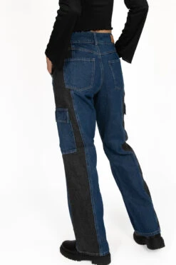 Two Tone Cargo Jeans -Swimsuit Closet Sales Store 177 1422 BlkBlueDenimBack 177 1422 BLKblueDenim 73672.1694452714