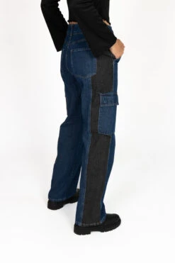Two Tone Cargo Jeans -Swimsuit Closet Sales Store 177 1422 BlkBlueDenimBack3 177 1422 BLKblueDenim 13864.1694452714