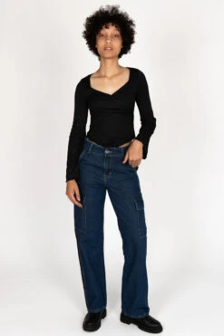 Two Tone Cargo Jeans -Swimsuit Closet Sales Store 177 1422 BlkBlueDenimFull 177 1422 BLKblueDenim 09699.1694452714