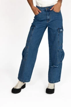 Distressed Double Cargo Jeans
