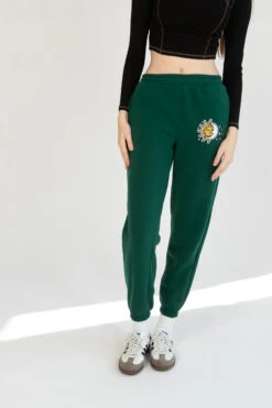 Dark Green Celestial Patch Sweatpants
