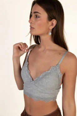 Grey Lace Trim Bralette