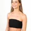 Black Textured Bandeau Bikini Top
