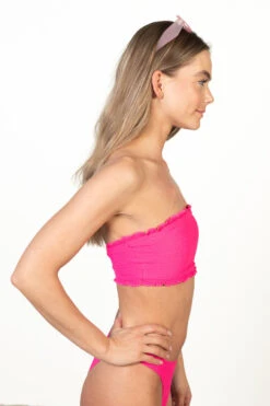 Fuchsia Textured Bandeau Bikini Top -Swimsuit Closet Sales Store 183 2671BandeauBikiniTopFuchsiaSide 42563.1680296434