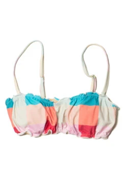 Pastel Gingham Ruffle Bikini Top
