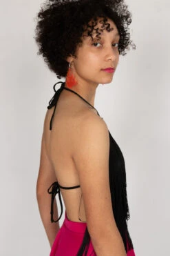 Black Fringe Halter Bodysuit -Swimsuit Closet Sales Store 193 1983 BlkFringeBodySide4 35883.1694453580