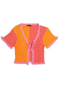 Sherbet Color Block Tie Front Cardigan -Swimsuit Closet Sales Store 3.17 42 62732.1680281494