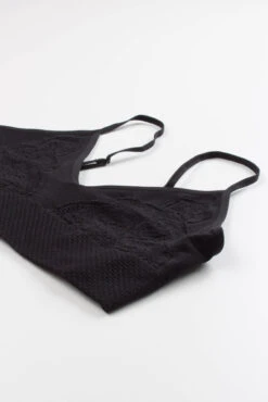 Black Seamless Floral Net Bralette