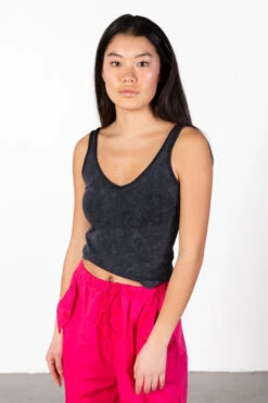 Black Mineral Wash Ribbed Tank