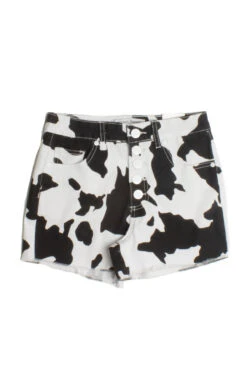 Cow Print Denim Shorts