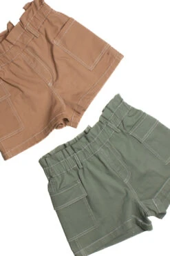 Taupe Paperbag Waist Cargo Shorts -Swimsuit Closet Sales Store SSP 14872 66270.1682112047