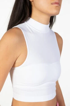 White Mock Neck Crop Tank -Swimsuit Closet Sales Store White Mock Neck Crop Tank 2 26590.1678227680