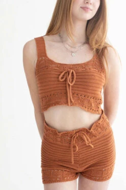 Adobe Pointelle Crochet Cami & Shorts Set