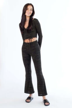 Black & Gold Thread Flare Pants