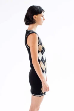 Black Argyle Vest Mini Dress -Swimsuit Closet Sales Store black argyle vest mini dress 4 46093.1666807881