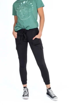 Black Cargo Pocket Lined Joggers