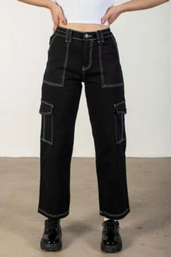 Black Cargo Skater Jeans