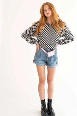 Black Checkered Crop Sweatshirt -Swimsuit Closet Sales Store black checkered crop sweatshirt 5 77243.1666806997