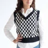 Black Checkered Sweater Vest
