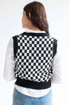 Black Checkered Sweater Vest -Swimsuit Closet Sales Store black checkered sweater vest 4 24965.1666807408