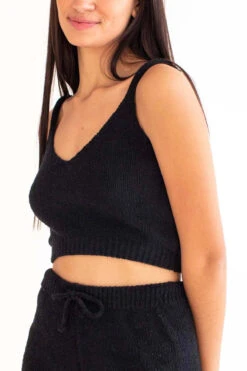 Black Chenille Tank & Shorts Set -Swimsuit Closet Sales Store black chenille shorts set 2 90675.1696278899