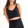 Black Chenille Tank & Shorts Set