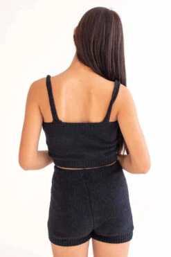 Black Chenille Tank & Shorts Set -Swimsuit Closet Sales Store black chenille shorts set 5 04347.1696278899