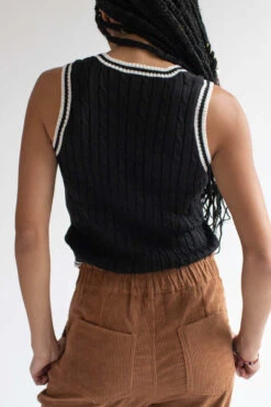 Black Contrast Trim Sweater Vest -Swimsuit Closet Sales Store black contrast trim sweater vest 1 99334.1692389218
