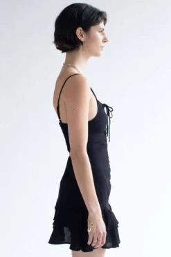 Black Crepe Ruched Front Party Dress -Swimsuit Closet Sales Store black crepe ruched front party dress 4 50499.1692308260