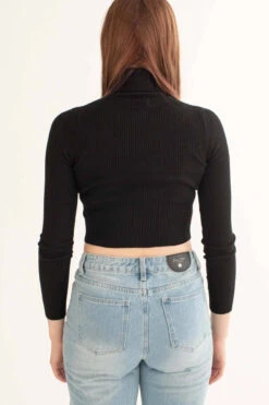 Black Ribbed Cropped Turtleneck Sweater -Swimsuit Closet Sales Store black cropped turtleneck sweater 6 85638.1692389400