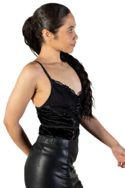 Black Crushed Velvet & Lace Bodysuit -Swimsuit Closet Sales Store black crushed velvet and lace bodysuit 4 83269.1674143999