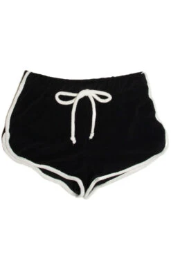 Black Terry Drawstring Dolphin Shorts -Swimsuit Closet Sales Store black drawstring terry dolphin shorts 1 67344.1678310262