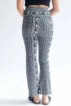 Black Floral Border Print Bell Bottoms -Swimsuit Closet Sales Store black floral border print bell bottoms 4 28876.1666808662