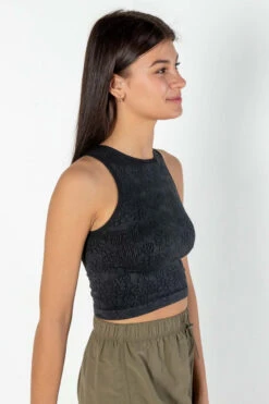 Black Floral Seamless Jacquard Tank -Swimsuit Closet Sales Store black floral seamless jacquard tank 4 67767.1676389954