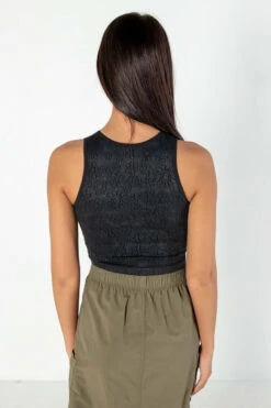 Black Floral Seamless Jacquard Tank -Swimsuit Closet Sales Store black floral seamless jacquard tank 5 86453.1676389954