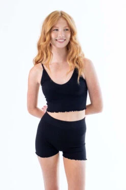 Black Matching Seamless Shorts And Cami