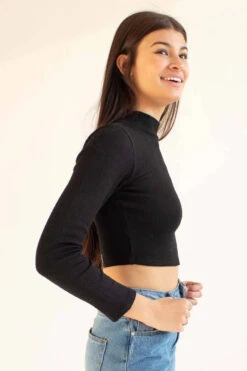 Black Mock Neck Cropped Sweater -Swimsuit Closet Sales Store black mock neck cropped sweater 4 75330.1666806426