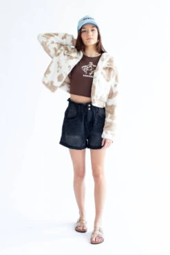 Black Paperbag Waist Denim Shorts -Swimsuit Closet Sales Store black paperbag waist denim shorts 1 27472.1692386671