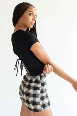 Black Plaid Stretch Skort -Swimsuit Closet Sales Store black plaid stretch skort 3 31123.1666808233