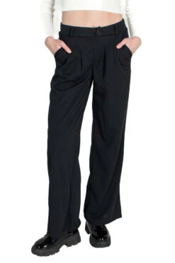 Black Pleated Wide Leg Dad Pant