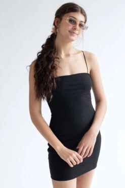 Black Ribbed Cami Dress 1
