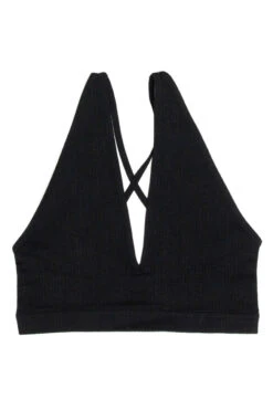 Black Ribbed Cross Back Bralette