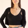 Black Ribbed Cardigan & Tank Set