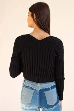 Black Ribbed Cardigan & Tank Set -Swimsuit Closet Sales Store black ribbed sweater set 4 35967.1692389174