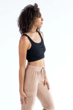 Black Seamless Henley Tank Top -Swimsuit Closet Sales Store black seamless henley tank top 4 87795.1692375316