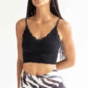 Black Seamless Lace Trim Cami