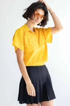 Black Stretch Pleated Skirt