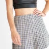 Black & Tan Plaid Hidden Short Pleated Skirt