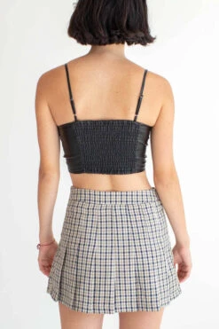 Black & Tan Plaid Hidden Short Pleated Skirt -Swimsuit Closet Sales Store black tan plaid hidden short pleated skirt 5 74604.1666807265