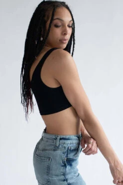 Black Terry Seamless Crop Tank